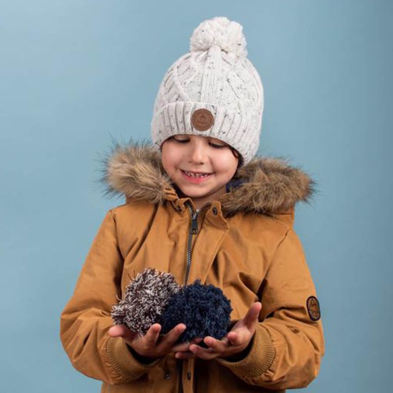 Bonnet à pompon doublé polaire bleu garçon