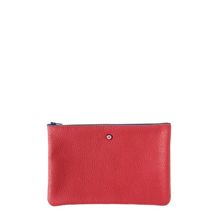 Pochette Camille en cuir UpCyclé 21 cm Rubis Rouge