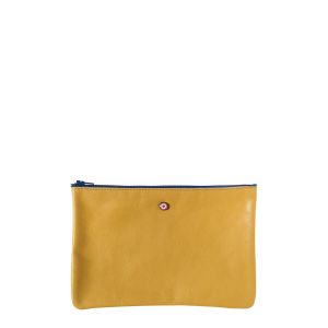 Pochette Camille en cuir UpCyclé 21 cm Soleil Jaune Pochette Camille en cuir UpCyclé 21 cm Soleil Jaune