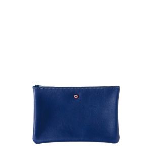 Pochette Camille en cuir UpCyclé 21 cm Mer Indigo Pochette Camille en cuir UpCyclé 21 cm Mer Indigo