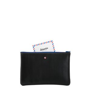 Pochette Camille en cuir UpCyclé 21 cm Noir c'est Noir Pochette Camille en cuir UpCyclé 21 cm Noir c'est Noir