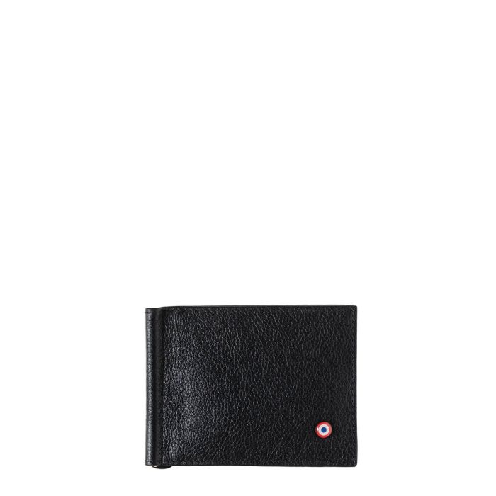 Portefeuille italien Hector avec pince à billets en cuir grainé Noir c'est noir