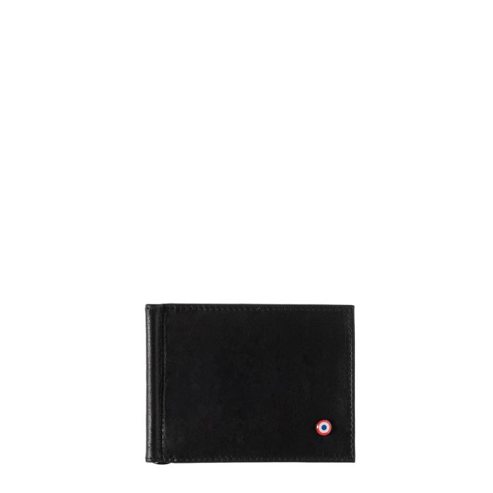 Portefeuille italien Hector avec pince à billets en cuir lisse Noir c'est noir