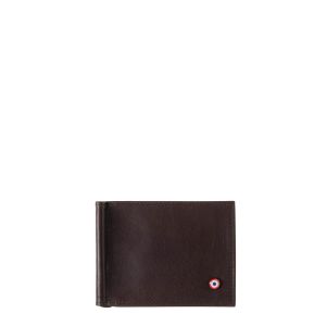 Portefeuille italien Hector avec pince à billets en cuir lisse Terre brunie
