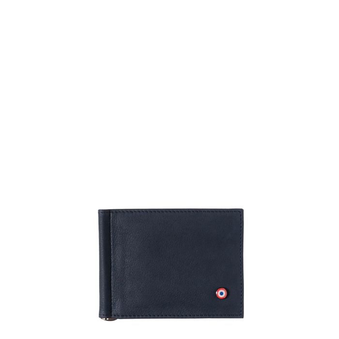 Portefeuille italien Hector avec pince à billets en cuir Nubuck Lune bleue