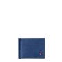 Portefeuille italien Hector avec pince à billets en cuir Nubuck Mer indigo