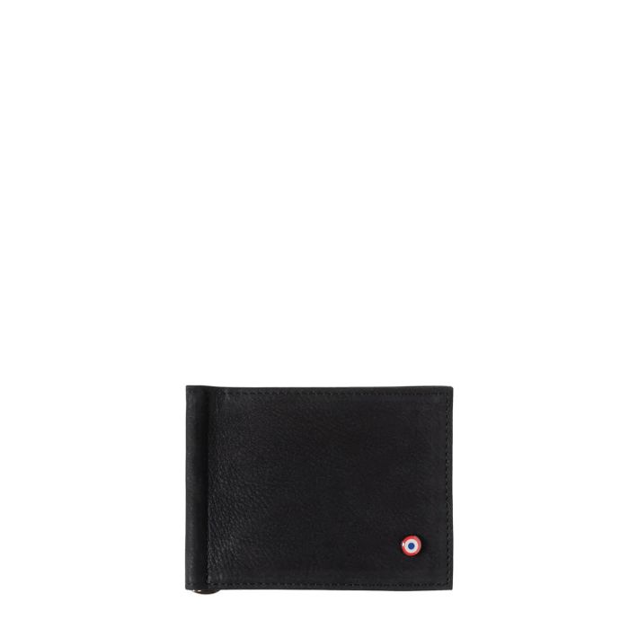 Portefeuille italien Hector avec pince à billets en cuir Nubuck Noir c'est noir