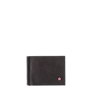 Portefeuille italien Hector avec pince à billets en cuir Nubuck Nuage gris