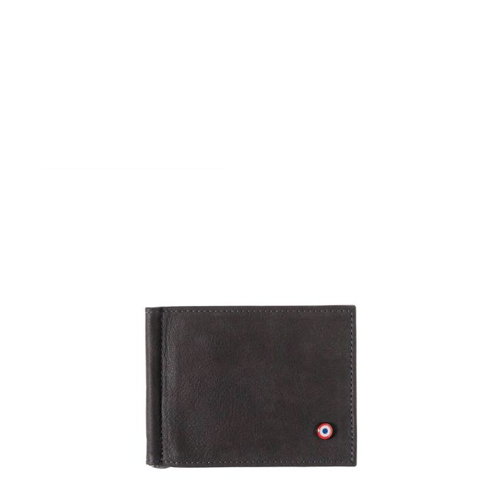 Portefeuille italien Hector avec pince à billets en cuir Nubuck Nuage gris