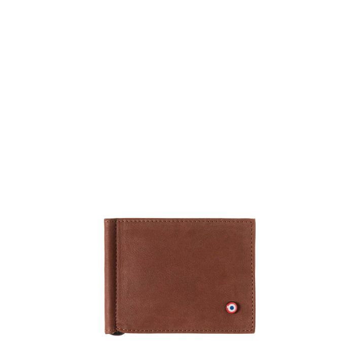 Portefeuille italien Hector avec pince à billets en cuir Nubuck Terre brunie