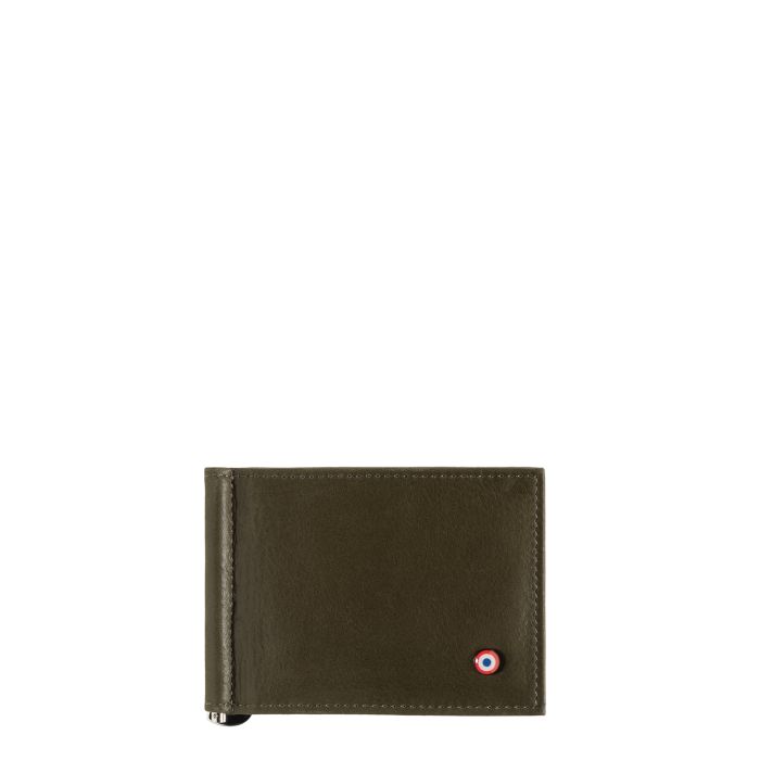 Portefeuille italien Hector avec pince à billets en cuir Vintage Bois vert