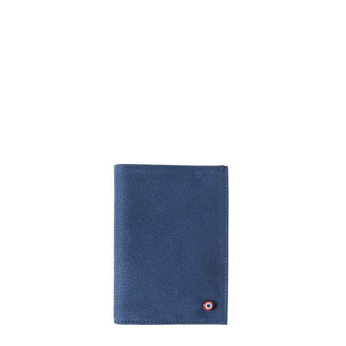 Grand Portefeuille Albert en cuir Nubuck Mer indigo