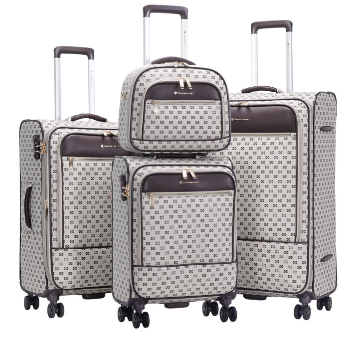 Lot de 3 valises + 1 vanity souples 39204 34, 55, 68 et 79 cm Beige
