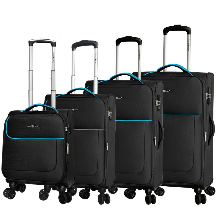 Lot de 4 valises souples 22204 Extensibles 50, 56, 69 et 80 cm Noir