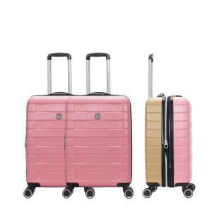 Lot de 2 valises cabine rigides Bicolores 368 Extensibles 55 cm Fuschia/taupe Lot de 2 valises cabine rigides Bicolores 368 Extensible 55 cm Fuschia/taupe