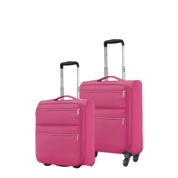 Lot de 2 valises cabine et underseater souples 1976 Extensibles 55 et 45 cm Fuschia