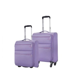 Lot de 2 valises cabine et underseater souples 1976 Extensibles 55 et 45 cm Lavande