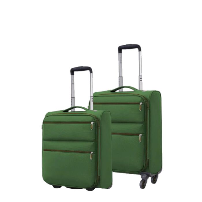 Lot de 2 valises cabine et underseater souples 1976 Extensibles 55 et 45 cm Vert