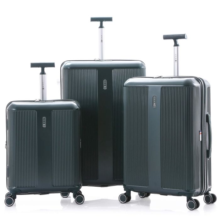 Lot de 3 valises rigides 9925 Extensibles 55, 66 et 76 cm Vert