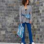 Sac shopping pliable avec pochette zip 50cm Kirsten Nangala Egan Water Dreaming Blue