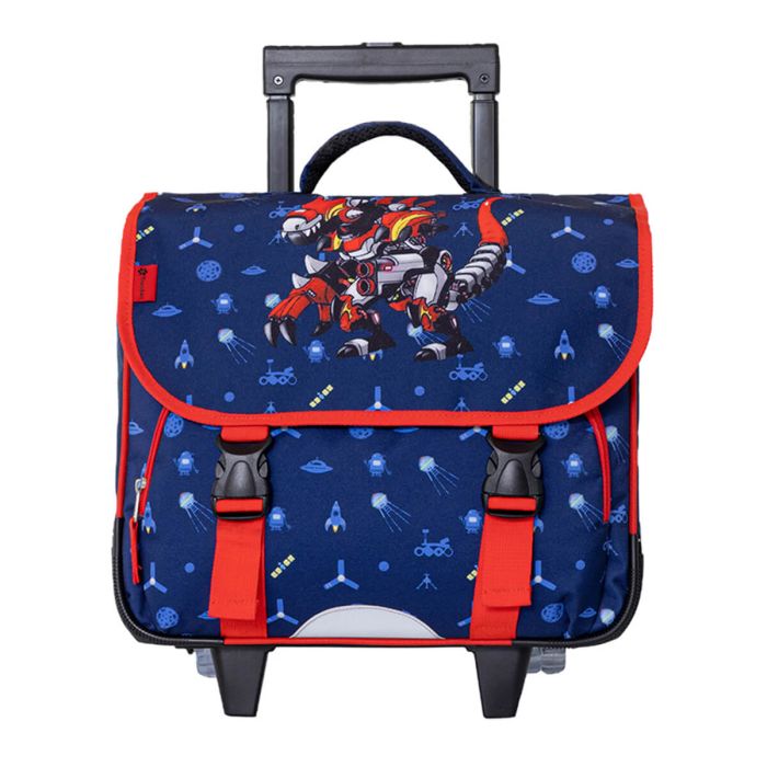 Cartable à roulettes scolaire Kid robot Dino 41 cm Bleu