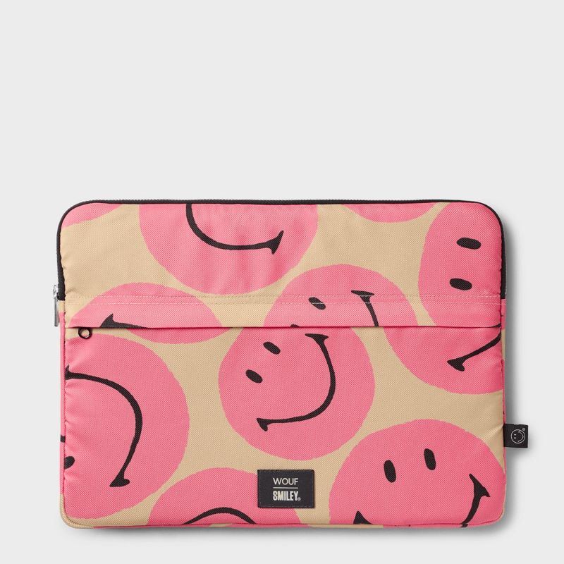Housse ordinateur Wouf 13 et 14 32.5 cm Smiley Pink Rose
