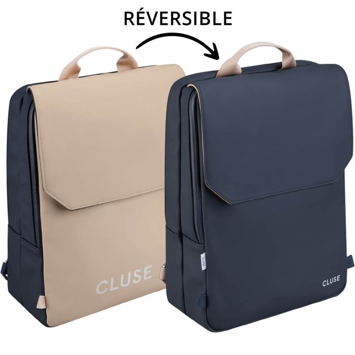 Sac à dos Le Réversible 15.6" 38 cm Dark Blue Caramel, Silver