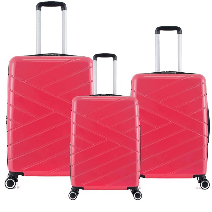 Lot de 3 valises rigides 395 Extensibles 55, 66 et 76 cm Fuschia