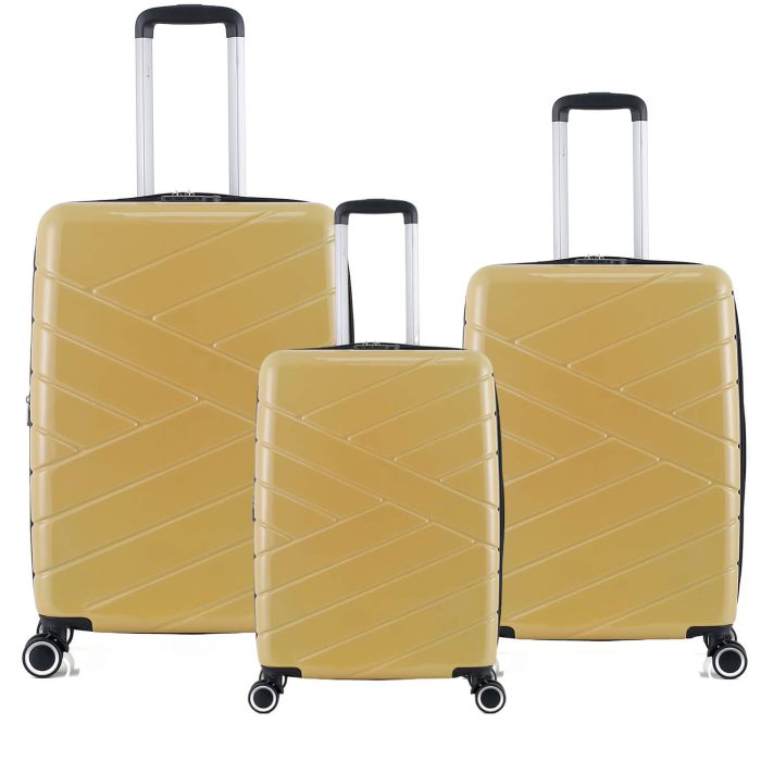 Lot de 3 valises rigides 395 Extensibles 55, 66 et 76 cm Moutarde