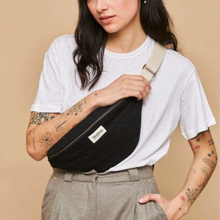 Sac banane matelassé Olivia 32 cm Noir