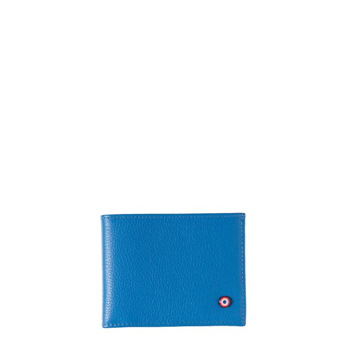 Portefeuille Italien Arthur 2.0 en cuir grainé Ciel Bleu