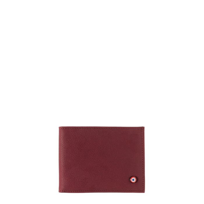 Portefeuille Italien Arthur en cuir Marin-Nubuck Vigne Rouge