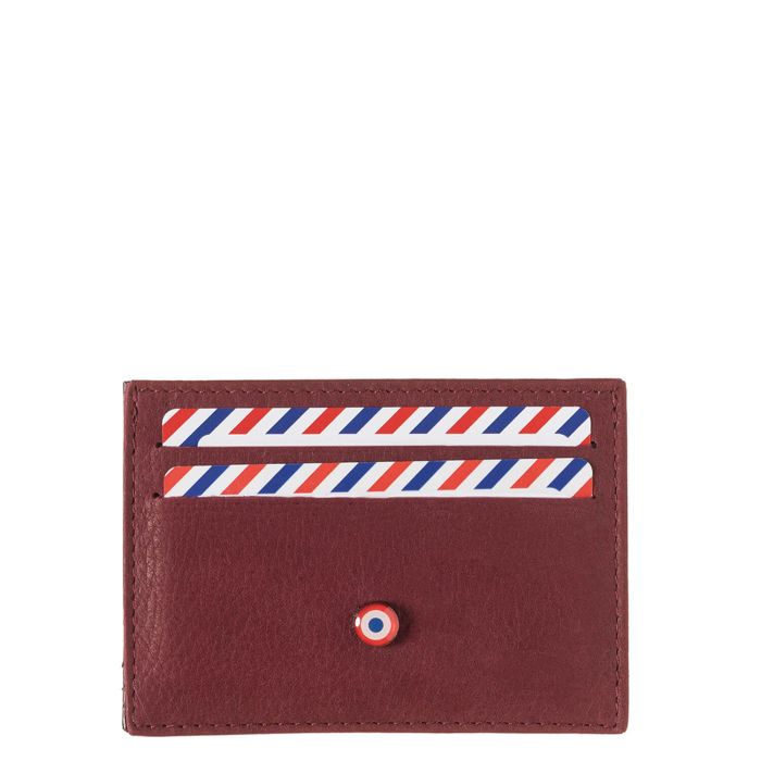 Porte-cartes Georges en cuir Marin-Nubuck Vigne Rouge