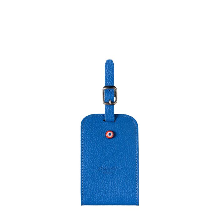 Porte-étiquette Jules en cuir grainé Ciel bleu