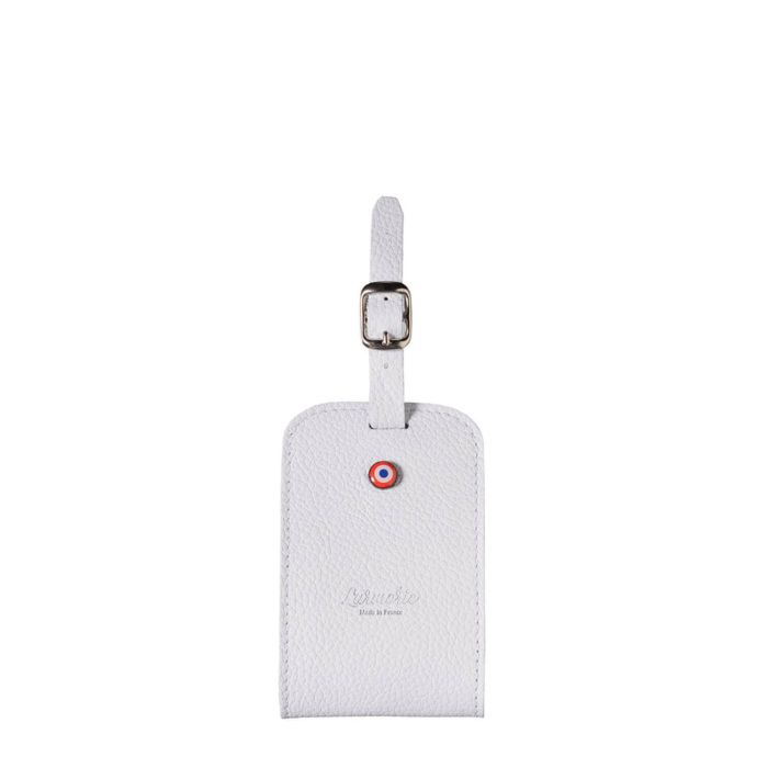 Porte-étiquette Jules en cuir grainé Flocon Blanc