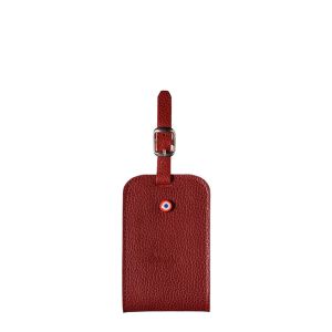 Porte-étiquette Jules en cuir grainé Vigne Rouge