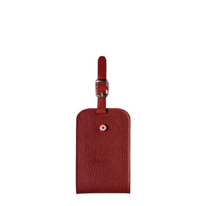 Porte-étiquette Jules en cuir grainé Vigne Rouge