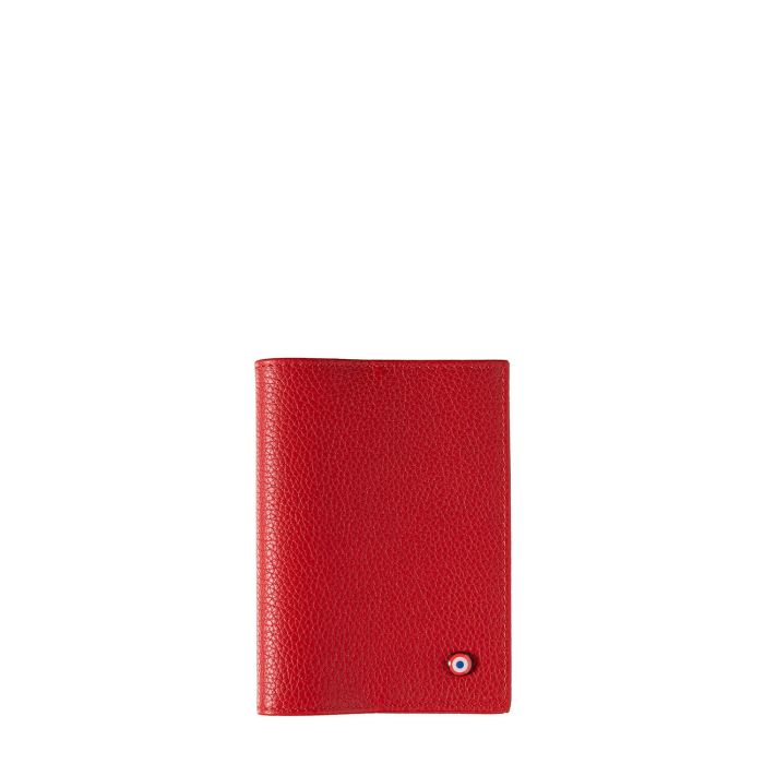 Porte-passeport Louis en cuir grainé Rubis Rouge
