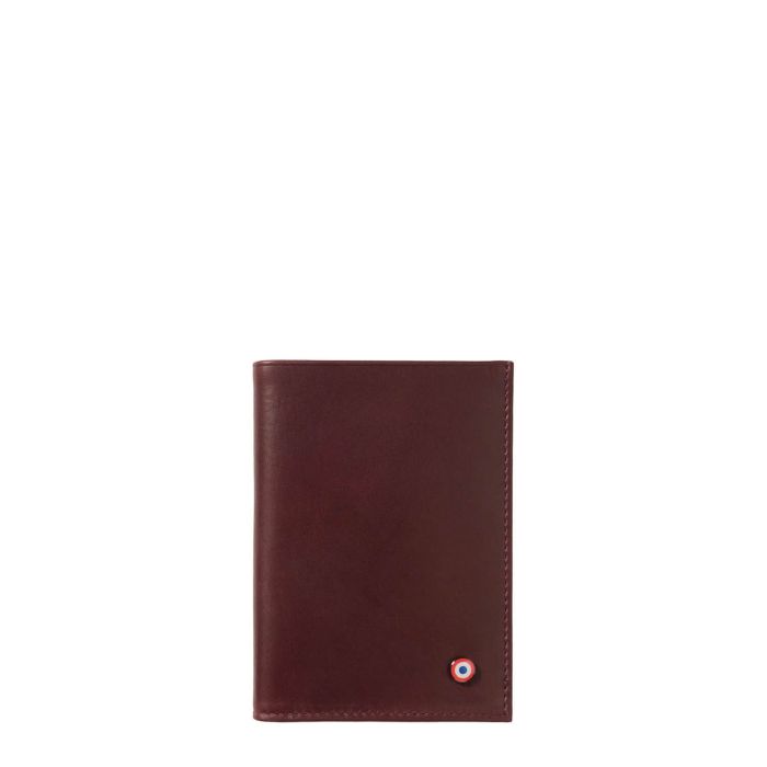 Petit portefeuille Victor en cuir lisse Vigne rouge