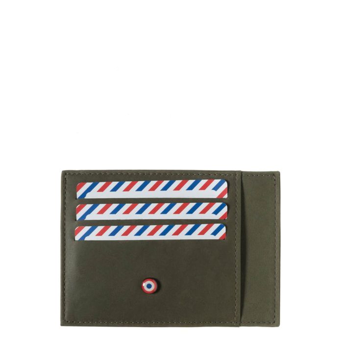 Porte-cartes Paul en cuir Vintage Bois Vert