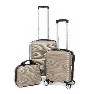 Lot de 2 valises cabine et underseater + vanity rigides 323 55, 45 et 35 cm Rose gold
