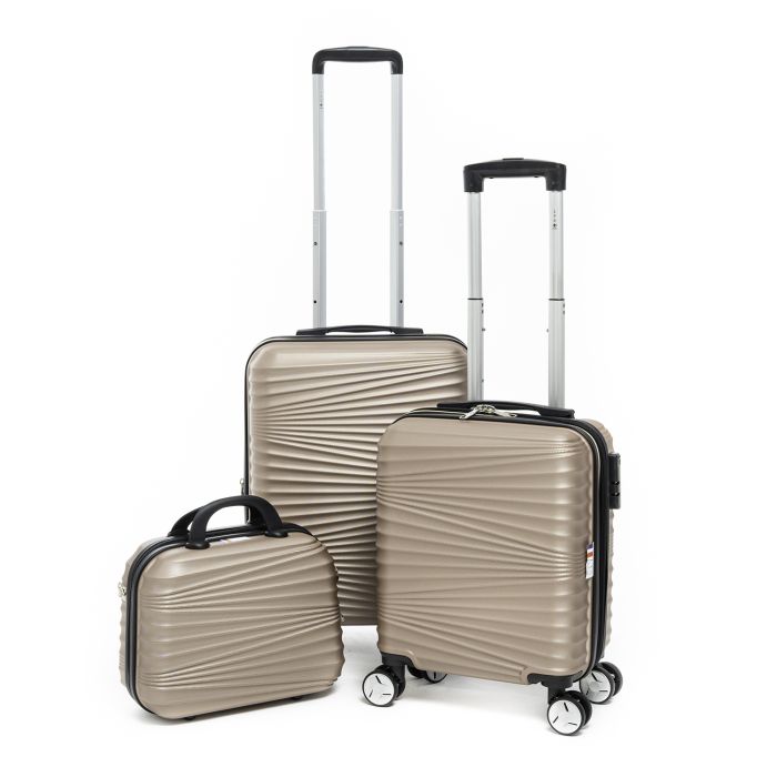 Lot de 2 valises cabine et underseater + vanity rigides 323 55, 45 et 35 cm Rose gold