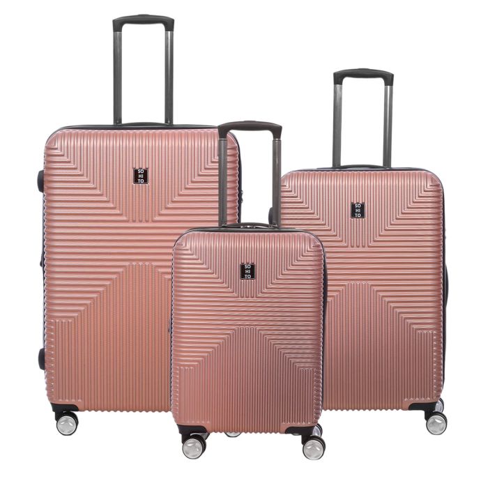 Lot de 3 valises rigides Takai Extensibles 55, 67 et 77 cm Rose gold