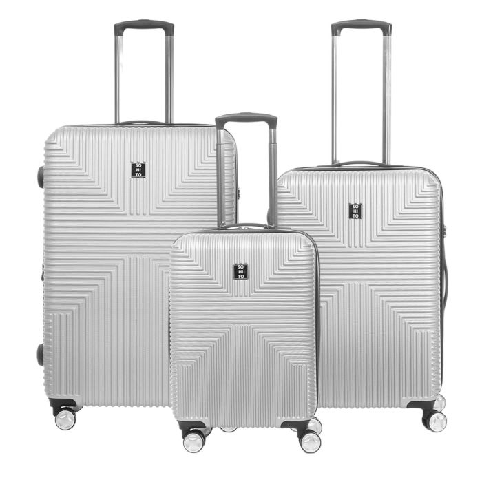 Lot de 3 valises rigides Takai Extensibles 55, 67 et 77 cm Silver