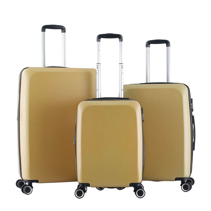 Lot de 3 valises rigides 377 Extensibles 55, 66 et 76 cm Moutarde