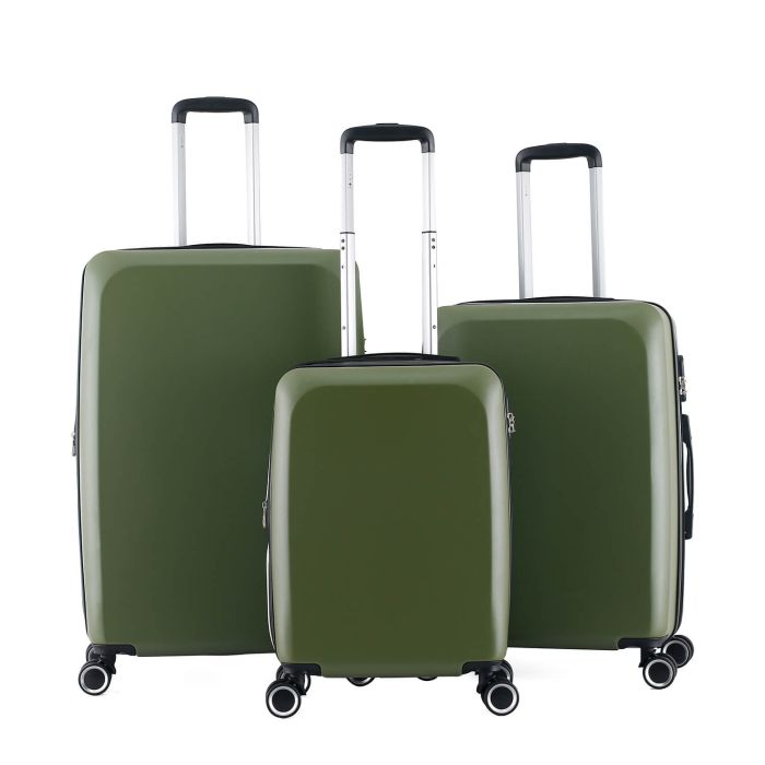 Lot de 3 valises rigides 377 Extensibles 55, 66 et 76 cm Vert