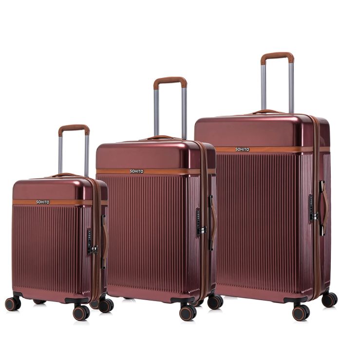 Lot de 3 valises rigides Neko Extensibles 78.5, 68 et 55 cm Burgundy