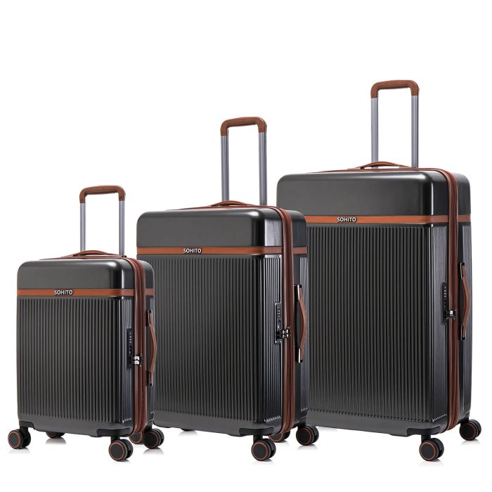 Lot de 3 valises rigides Neko Extensibles 78.5, 68 et 55 cm Gris foncé