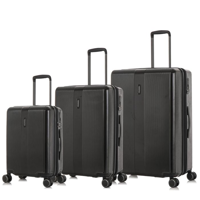 Lot de 3 valises rigides Tori Extensibles 77, 65 et 54 cm Noir