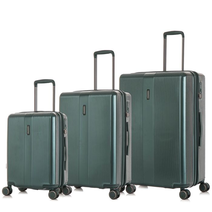 Lot de 3 valises rigides Tori Extensibles 77, 65 et 54 cm Vert foncé